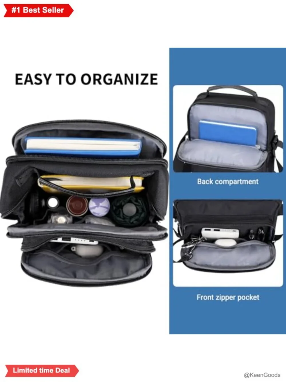 WITZMAN Nylon Crossbody Messenger Bag Small Travel Multi-Pocket